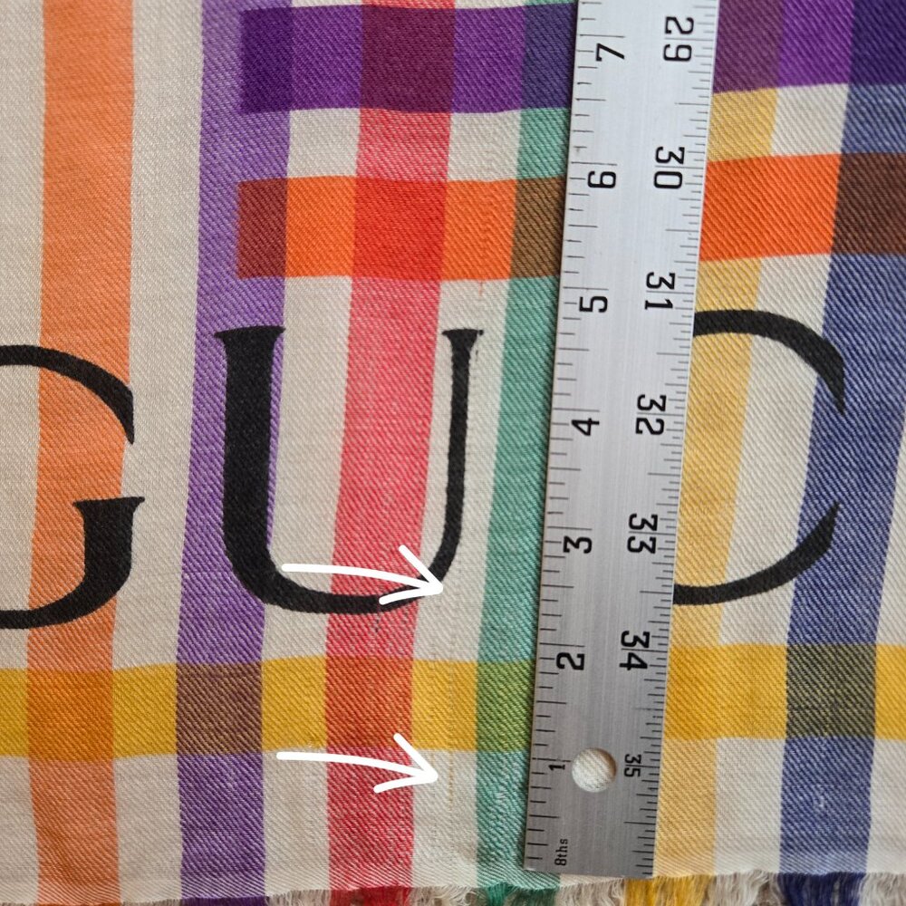 Gucci Multicolor Stripe Check Wool Shawl/Scarf - Picture 8 of 16
